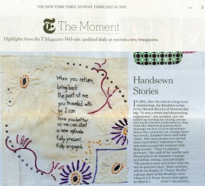 Article by Nancy MacDonnell appeared in the Style Section of the Sunday New York Times, February 19, 2012