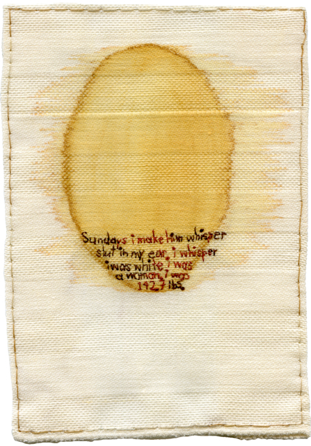 "Sundays i make him whisper." Text by poet Montana Ray. Embroidery and watercolor by Iviva Olenick.