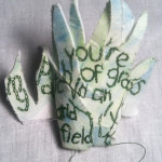 "You're my patch of grass in an arid field." 2014. Sculptural embroidery with paint, fabric, interfacing, thread. 4" x4" x3".