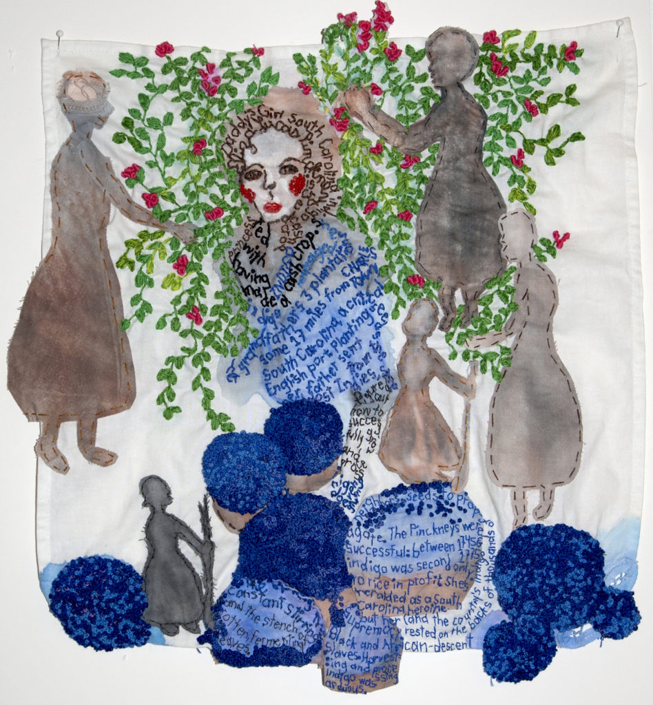 2016. Paint, embroidery, stuffing, applique on fabric. 16 x 15.5 x 0.5"